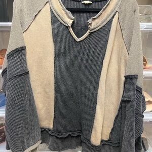 POL Black and Tan V-Neck Sweater